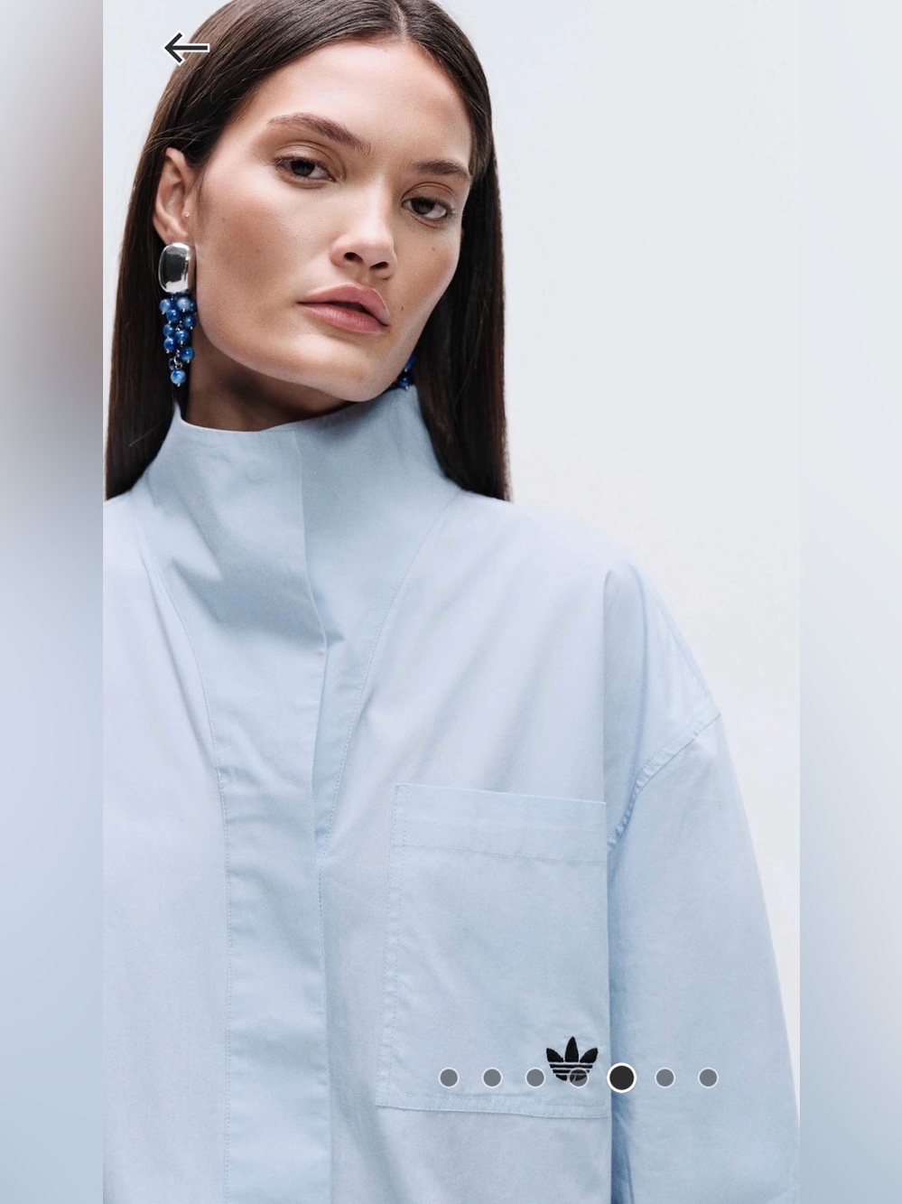 NWT adidas Originals × ASOS funnel neck shirt in blue - Picture 4 of 7